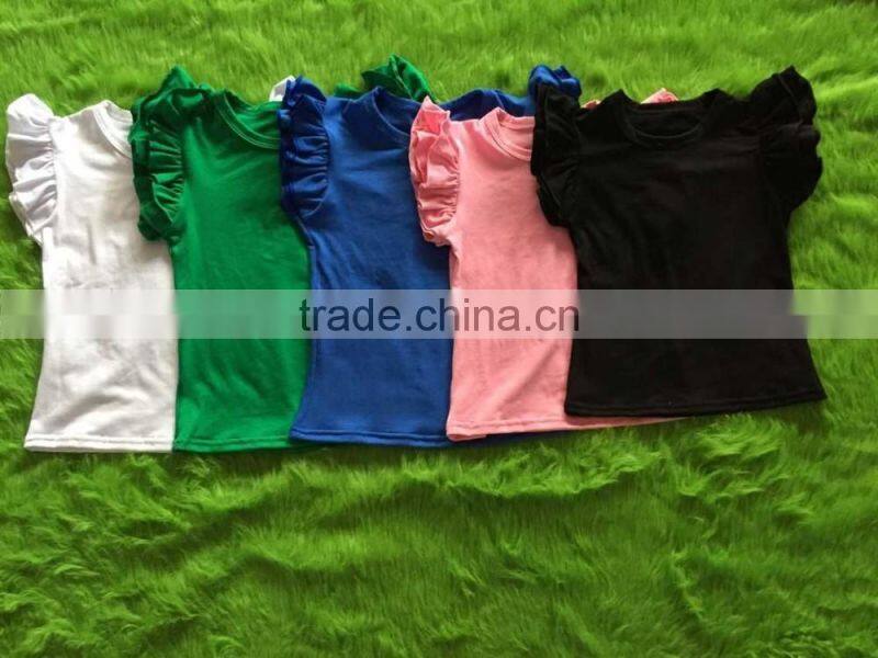wholesale 2017 baby girls clothing solid color flutter icing shirts summer hot clothes children girl