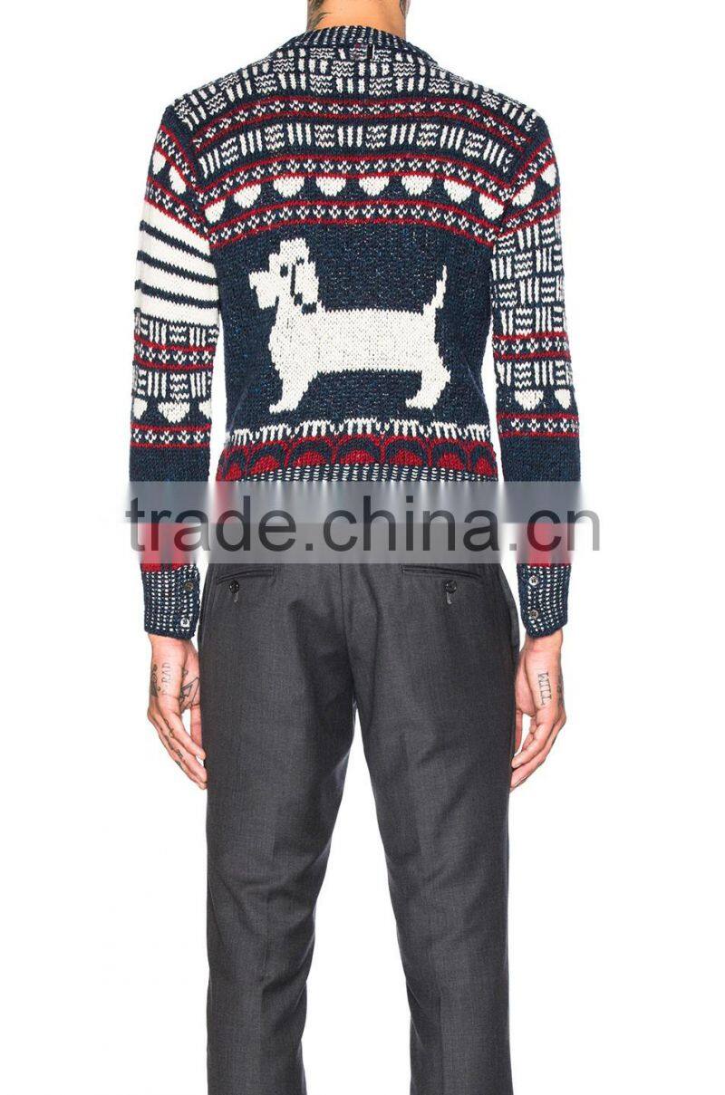 Highly Fashion Funny Design Cute Doggy Pattern Men's Jacquard Sweater