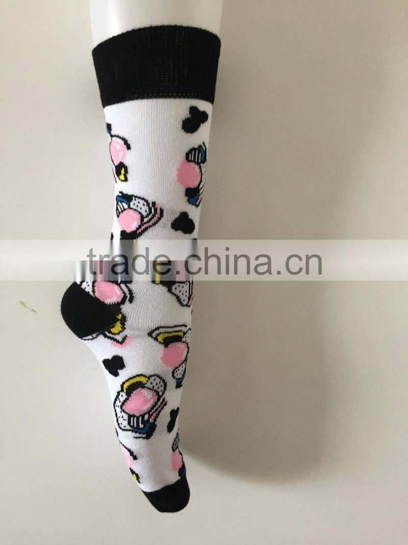 Hot Selling Crew Length Novelty Fashion Fancy Vivid Color Cute Woman Cotton Dress Tube Sock