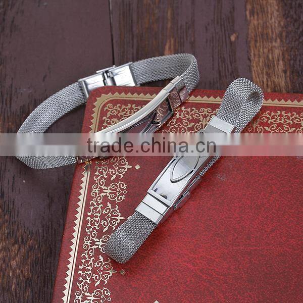 304 Stainless Steel Bracelets Silver Tone Rectangle Fish Curve 21.5cm long