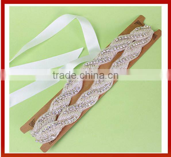 Bride Gold Crystal Beads Hair Band Elastic Headband Headmade Crystal Glass Beads Hair Band Girl Bridal Pearls Beads