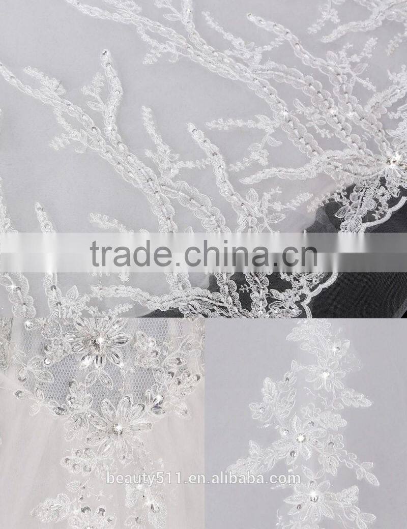 2017 Sexy Shoulder belt lace mermaid color wedding dress bridal for bride Scoop neckline bridal dress F10601