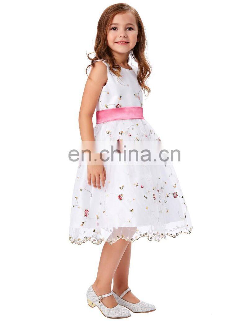 Grace Karin Cute Sleeveless White Lace Girl Party Wear Western Dress CL007553-1
