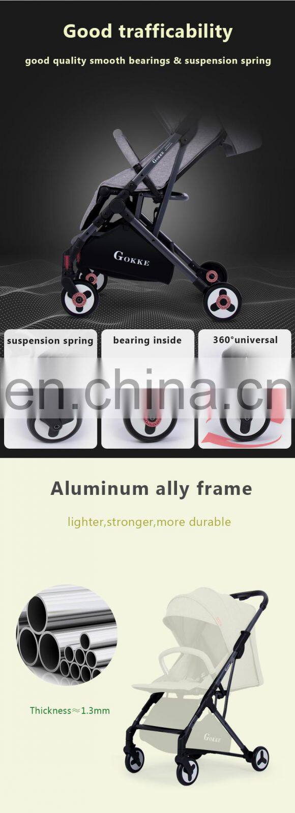 Aluminum Structure Extra Lightweight Compact Folding Stroller Baby Luxury