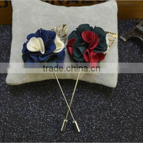 Men Suit Floral Lapel Pin of Brooches Fabric Floral Men Wedding Brooch Bouquet