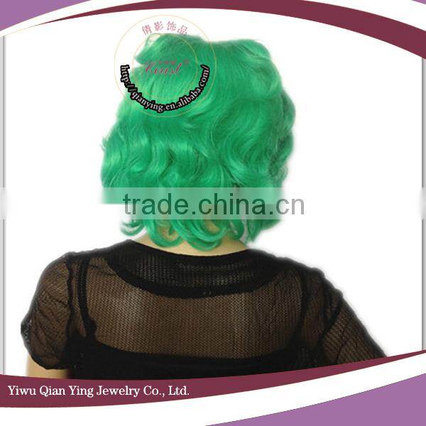 synthetic cosplay short green wig