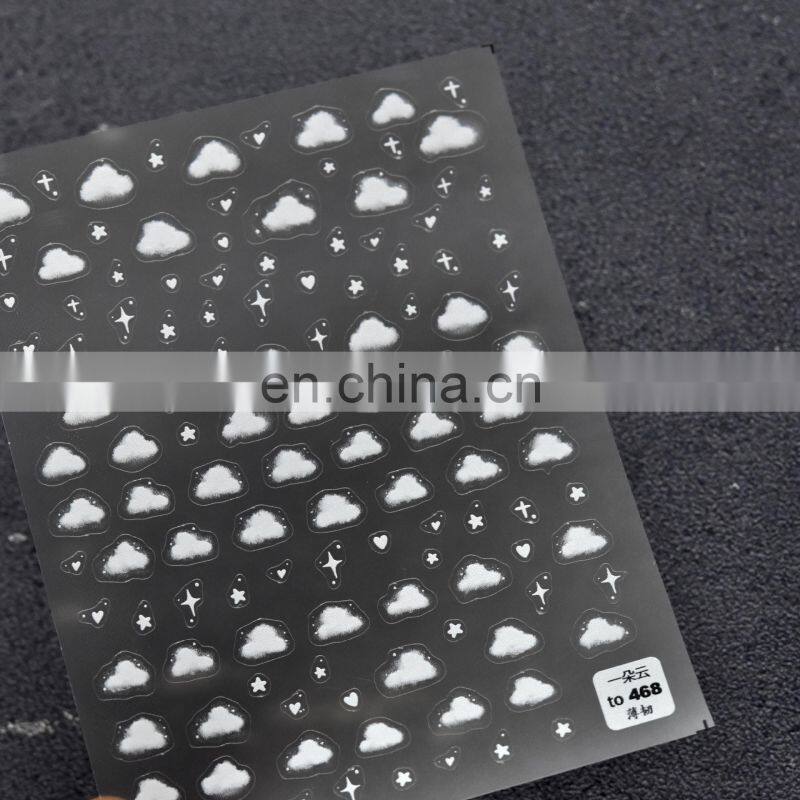 Hot Sell Ins FB Star Rainbow Cloud Japanese Nail Art Stickers 2 Designs Semi Self-Adhesive Nail Art 3D Decoration Sticker