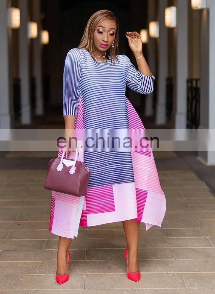 Women Fashion Dress in striped and irregular Dress