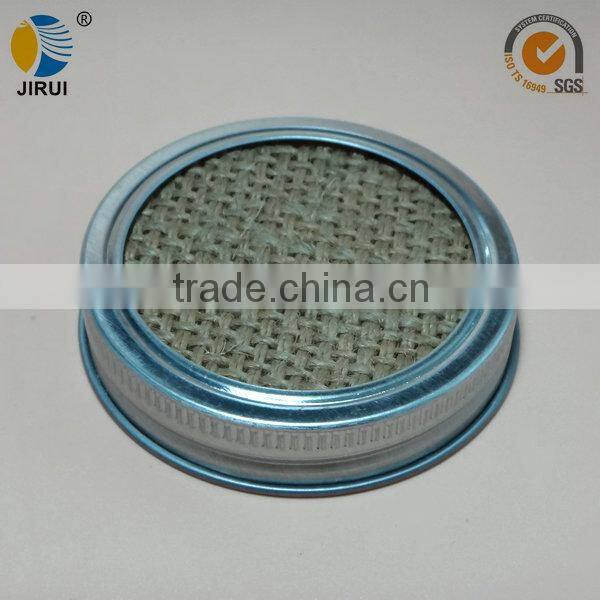 70mm silver metal lug cap with mesh sieve for manson jar