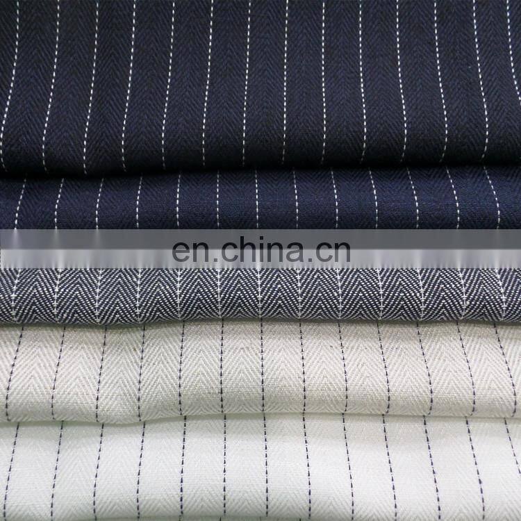 Cotton and linen twill yarn-dyed linen striped striped fabric Fishbone grain blazer fabric