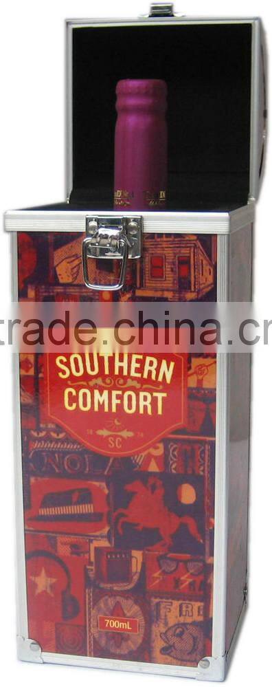 2015 aluminum profile fireproof shell aluminum wine case box with lock and handle