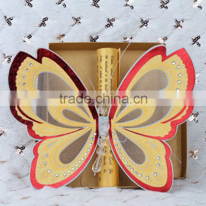 2016 New Style Fancy Gold Butterfly Scroll Wedding Invitations