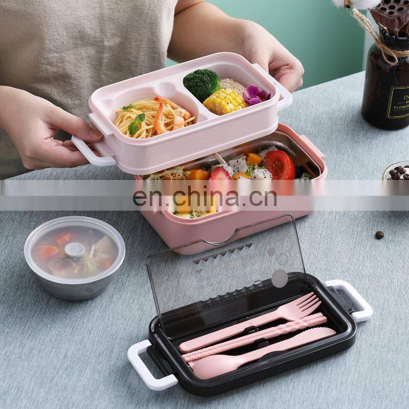 304 Stainless Steel Lunch Box Bento Box For School Kids Office Worker 2layers Lunch Container Food Storage Box