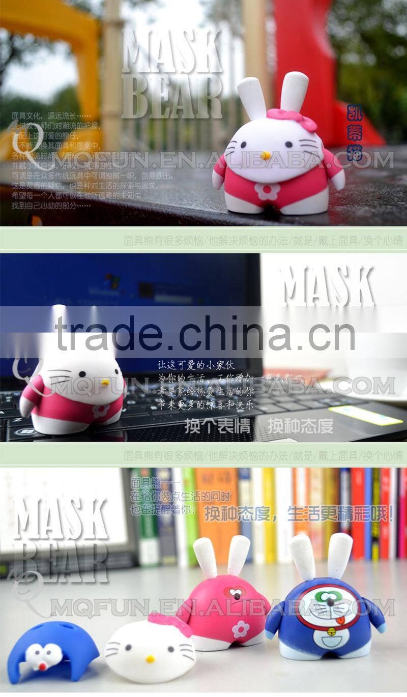Mini Qute Mask Bear 6.5cm Kawaii girl gift hello kitty plastic reloading action figures Cartoon toy car Decoration dolls model