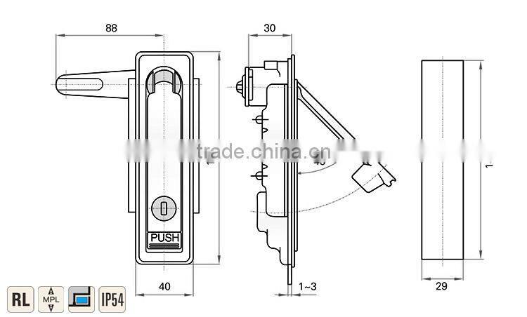 Flei Brand ROHS zinc Plated Metal Lock for Industrial Cabinet use