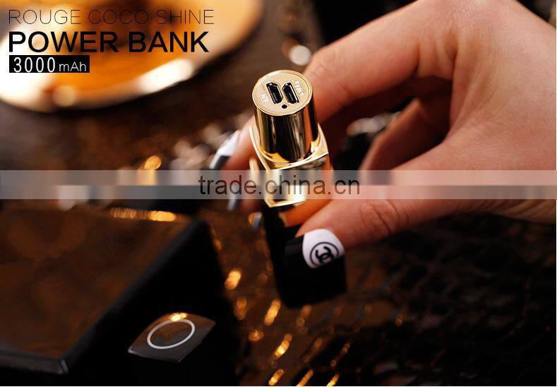 Best selling products lipstick power bank 3000mah charger universal portable phone charger