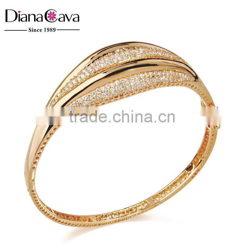 Brass Bracelet Luxury Wedding Gift Romantic Women Marriage Bangle Jewelry Gold