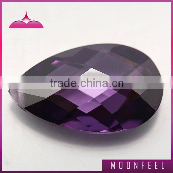 pear checkerboard cut colored cz gemstone