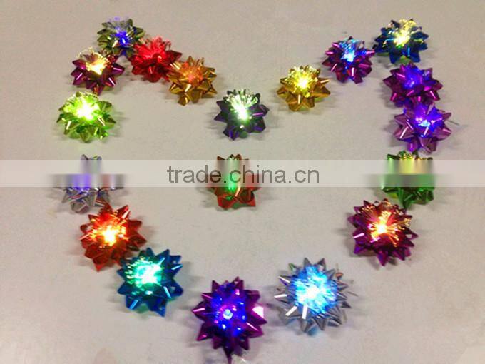 Glitter Blue Star Butterfly Ribbon Bow with Batterfy and Changing Colors for gift packing