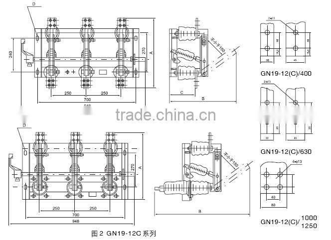 10KV 11KV 12KV GN19-12 High voltage isolation switch / Disconnector