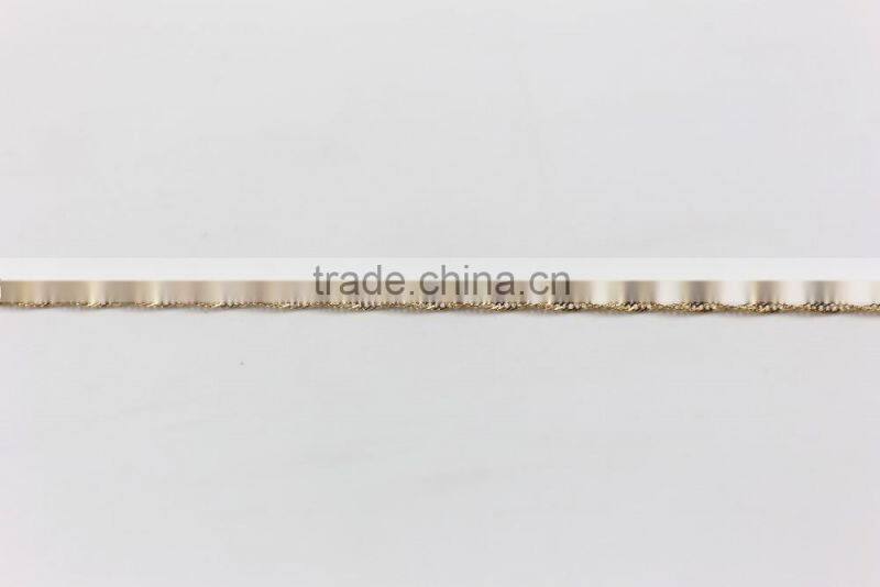 Fashion design simple gold plated wave brass chain ring necklace