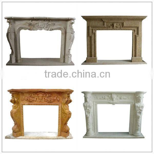 Beige Stone Fireplace