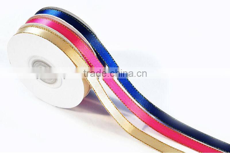 yellow metallic ployester gift ribbon bow