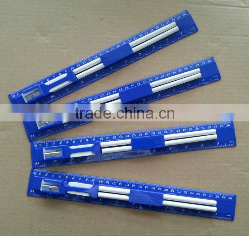 New a pencil eraser sharpener with rubber plastic ruler
