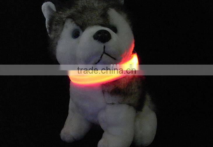 Pure Color Double Side Exposure Flat Optical Fibre Led Pet Dog Collar