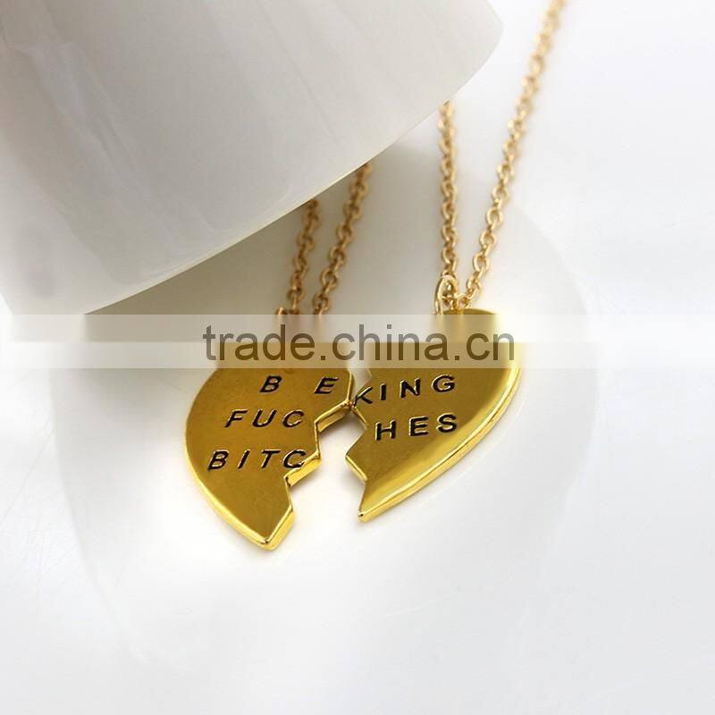 Best Bitches broken heart necklace pendant necklace wholesale