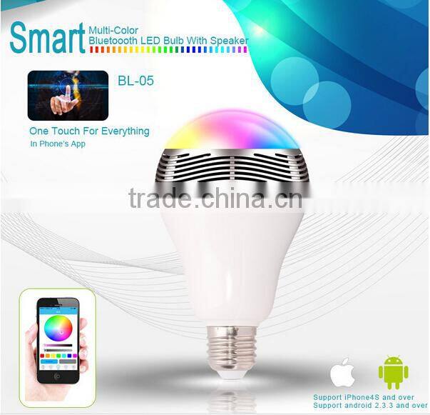 High quality with 3 in 1 Colorful bluetooth speaker led blub E27 with APP control, Bluetooth Led Light Bulb, Bluetooth Led Bulb