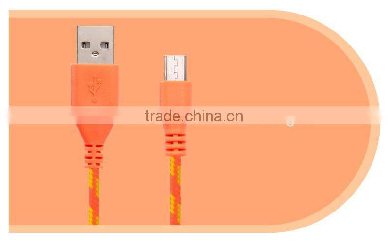 HOT 1M/2M/3M Nylon Fabric Braided Micro Data Sync USB Cable