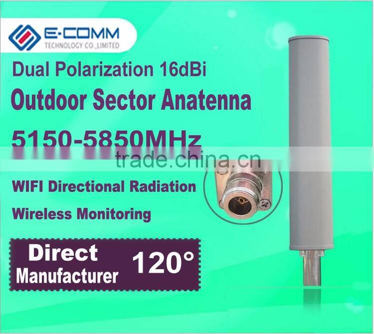 5.8Ghz outdoor 16dBi directional sector dual polarization panel MIMO antenna for wireless WIFI transmission and receiving