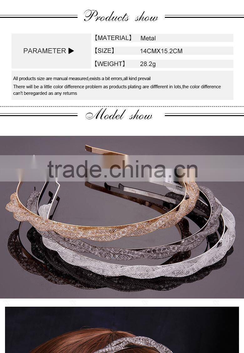 Charming Hot Sale Gold Plated Glass Stone Korean Fashion Hair Accessories