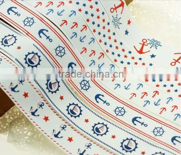 Welcome customize logo making Ribbons, Hot sale New anchor 2.5cm wide Spot Colorful Ribbon Fbric for DIY jewelry Accessories
