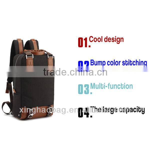 Canvas&leather backpack bag the school backpack cheap wholesale