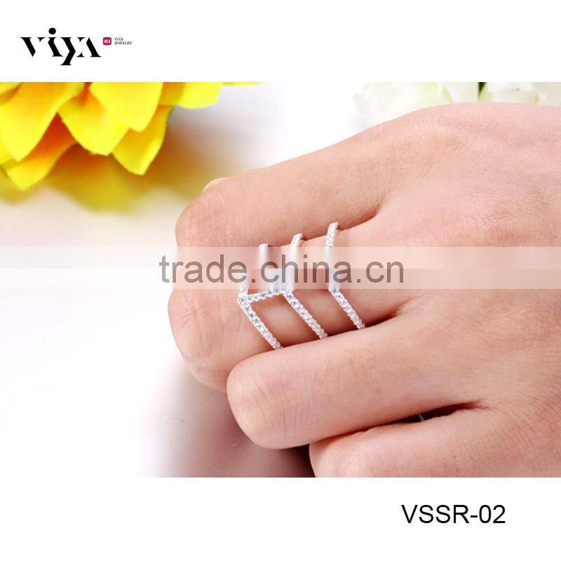 manufacturers wholesale 925 sterling silver cz design ring with PVD plating