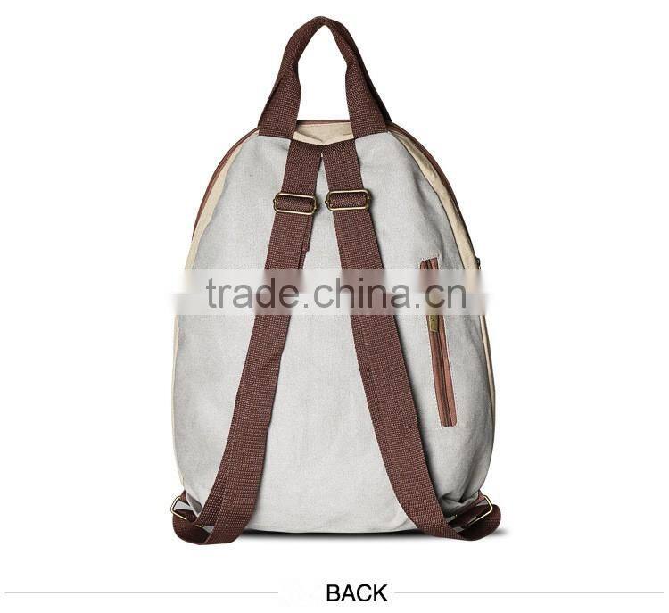 Korean design pu splice canvas school bacopack travel backpack