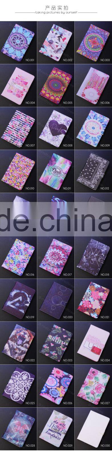 flower printing with good quality pu leather standing cover case for tablet