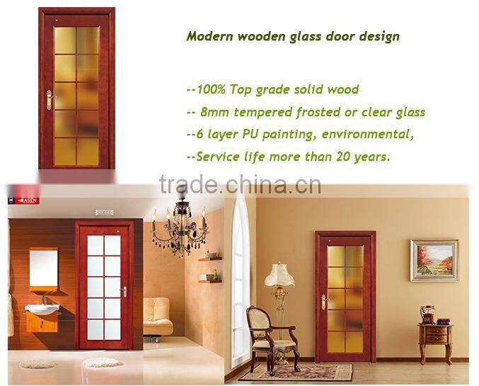 Hot sale lattice wood glass door design kitchen swinging door for interior used