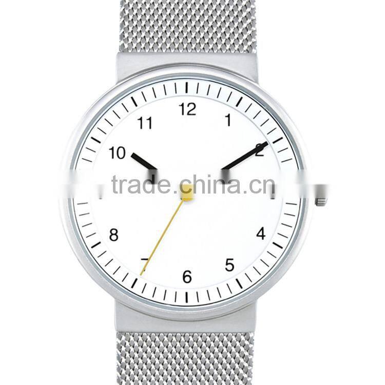 Newest watch design stainless steel case mesh stainless steel band small watch case design