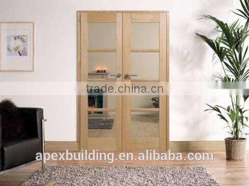 Door model wood with glass double door