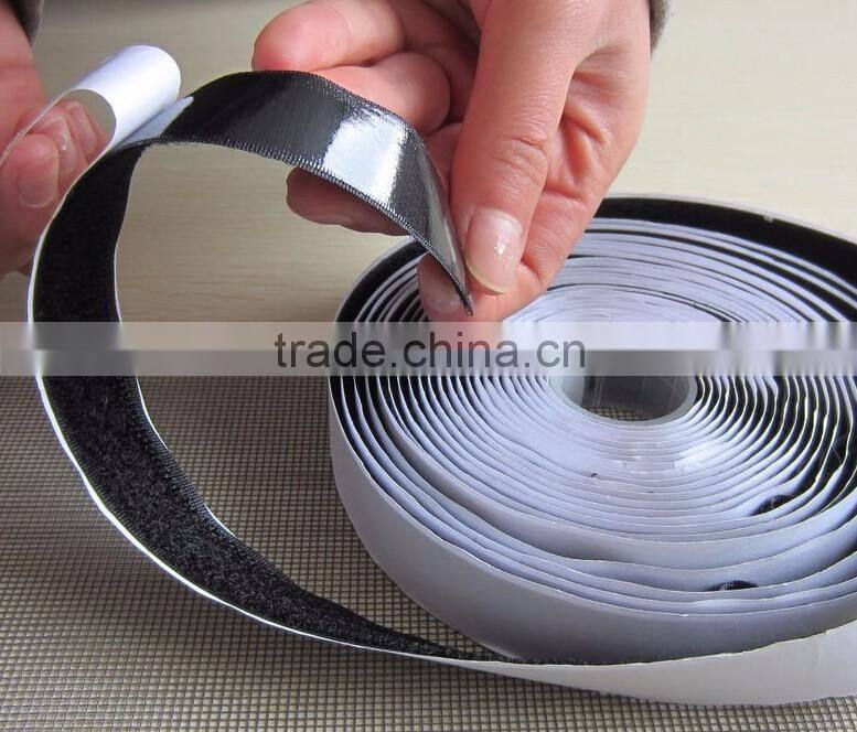 100% Nylon black sewing-free self-adhesive hook and loop fastener