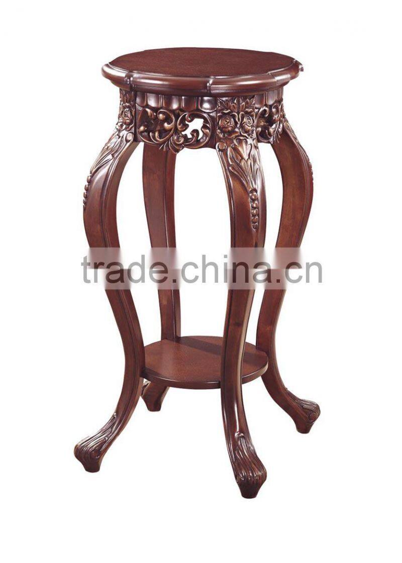 Indoor hotel hand made solid redwood classical side table with drawer(C-07)