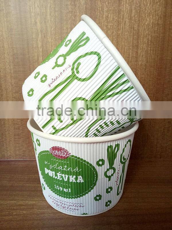 ripple corrugated pe coated double wall insulated promotional hot soup paper bowl in china supplier