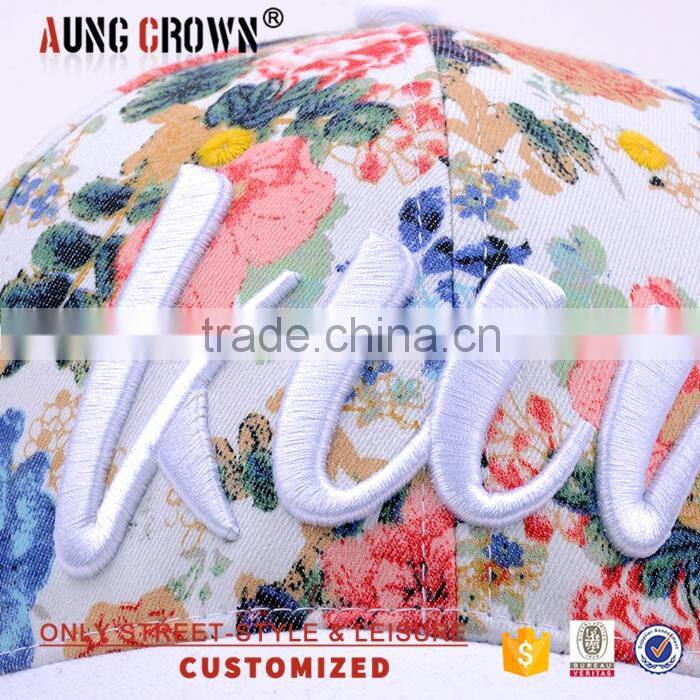 Plain Cotton Twill Flower 6 Panel Baseball Cap