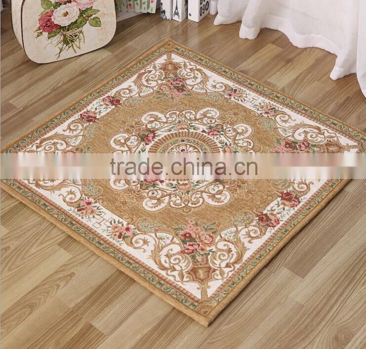 Hot sale Europeanism art chenille yarn jacquard home textile Square floor carpets cheap rug Can be customize
