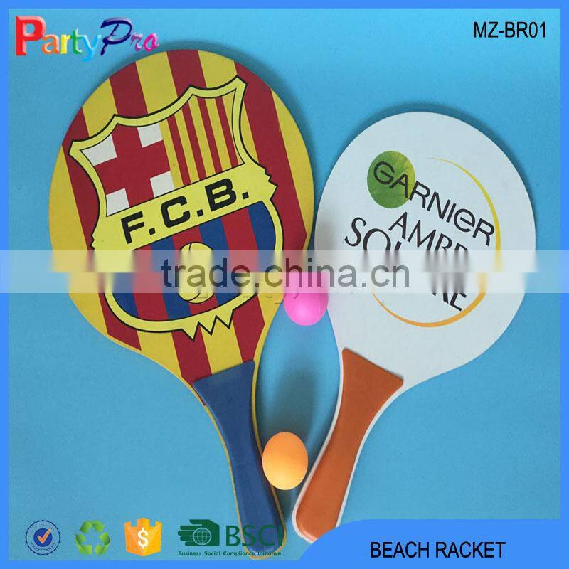2015 New Trendy Products Colorful Beach Racket Set Wooden Beach Racket