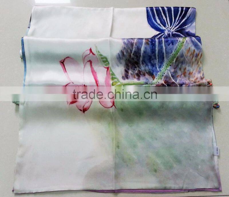 silk scarf with digital printing on double layer