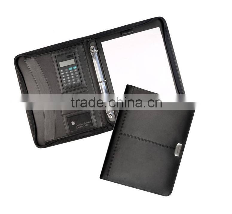 Custom Leather Conference Portfolio With Side Pocket